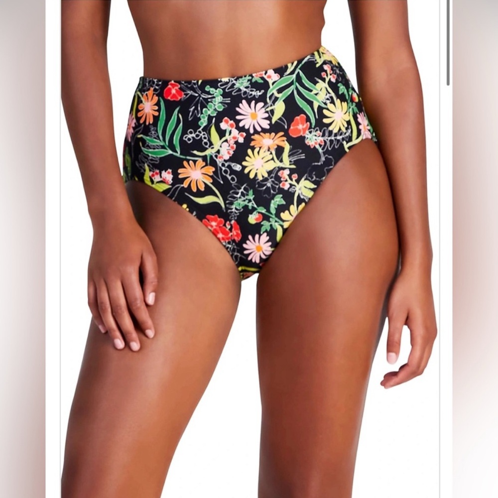 NWT Kate Spade High Waist Bikini Bottom in Rooftop Garden S